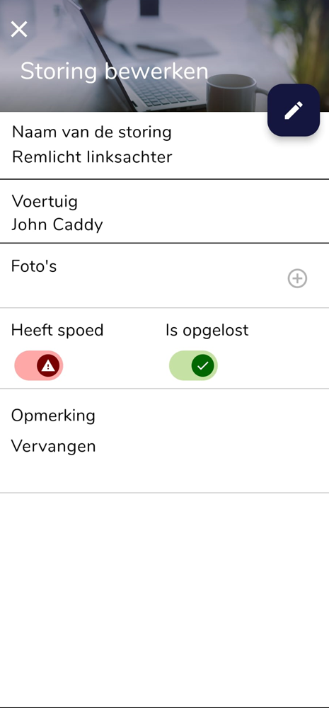 storingen oplossen en onderhoud afronden, onderdelen registreren