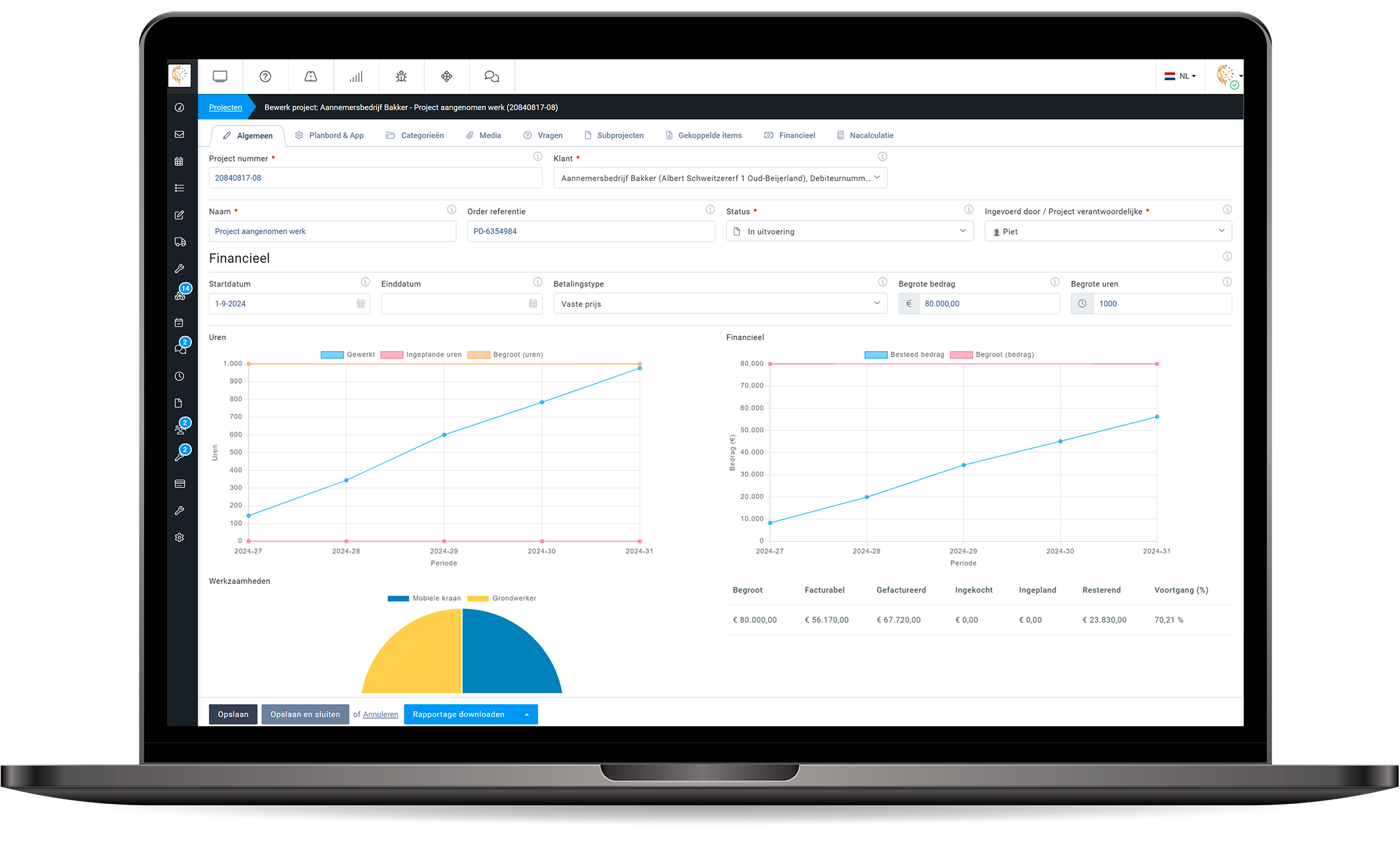 Project management dashboard